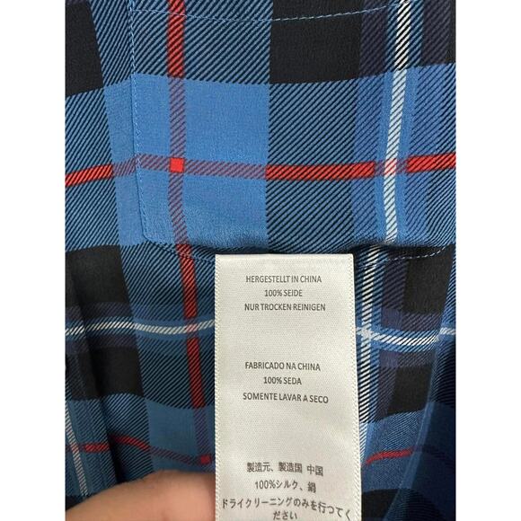 Equipment Femme Silk Blue Plaid Button Down Long Sleeve dress XS - Picture 3 of 5